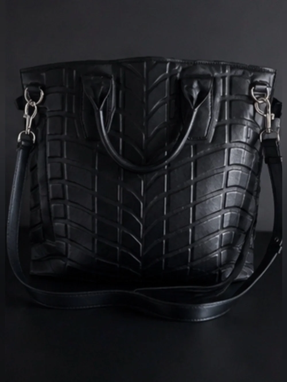 Alexander Wang Oversized Embossed Leather Architectural Techwear Shoulder Bag